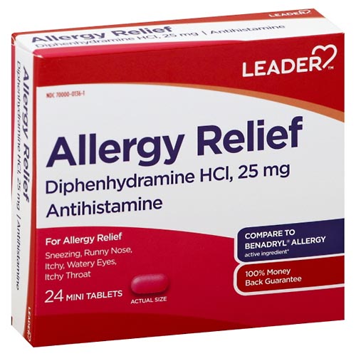 Image for Leader Allergy Relief, 25 mg, Mini Tablets,24ea from Nambe Drugs