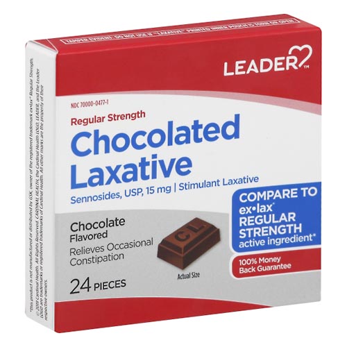 Image for Leader Chocolated Laxative, Regular Strength, 15 mg, Chocolate Flavored,24ea from Nambe Drugs