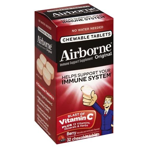 Image for Airborne Immune Support Supplement, Original, Chewable Tablets, Berry,32ea from Nambe Drugs
